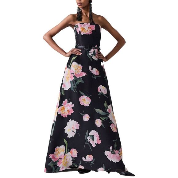 Carolina Herrera Womens  Strapless Silk A-Line Gown, Black - Picture 1 of 3